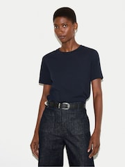 Jigsaw Navy Supima Cotton Crew Neck T-Shirt - Image 1 of 5