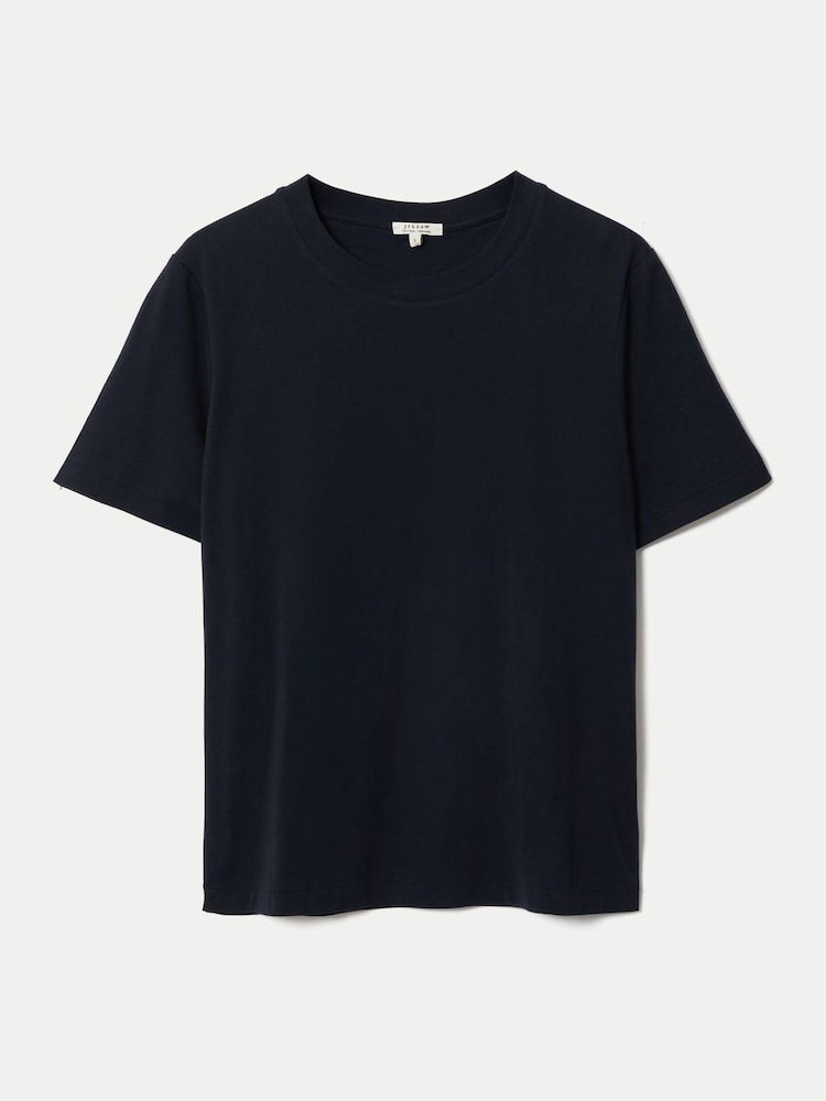 Jigsaw Navy Supima Cotton Crew Neck T-Shirt - Image 5 of 5
