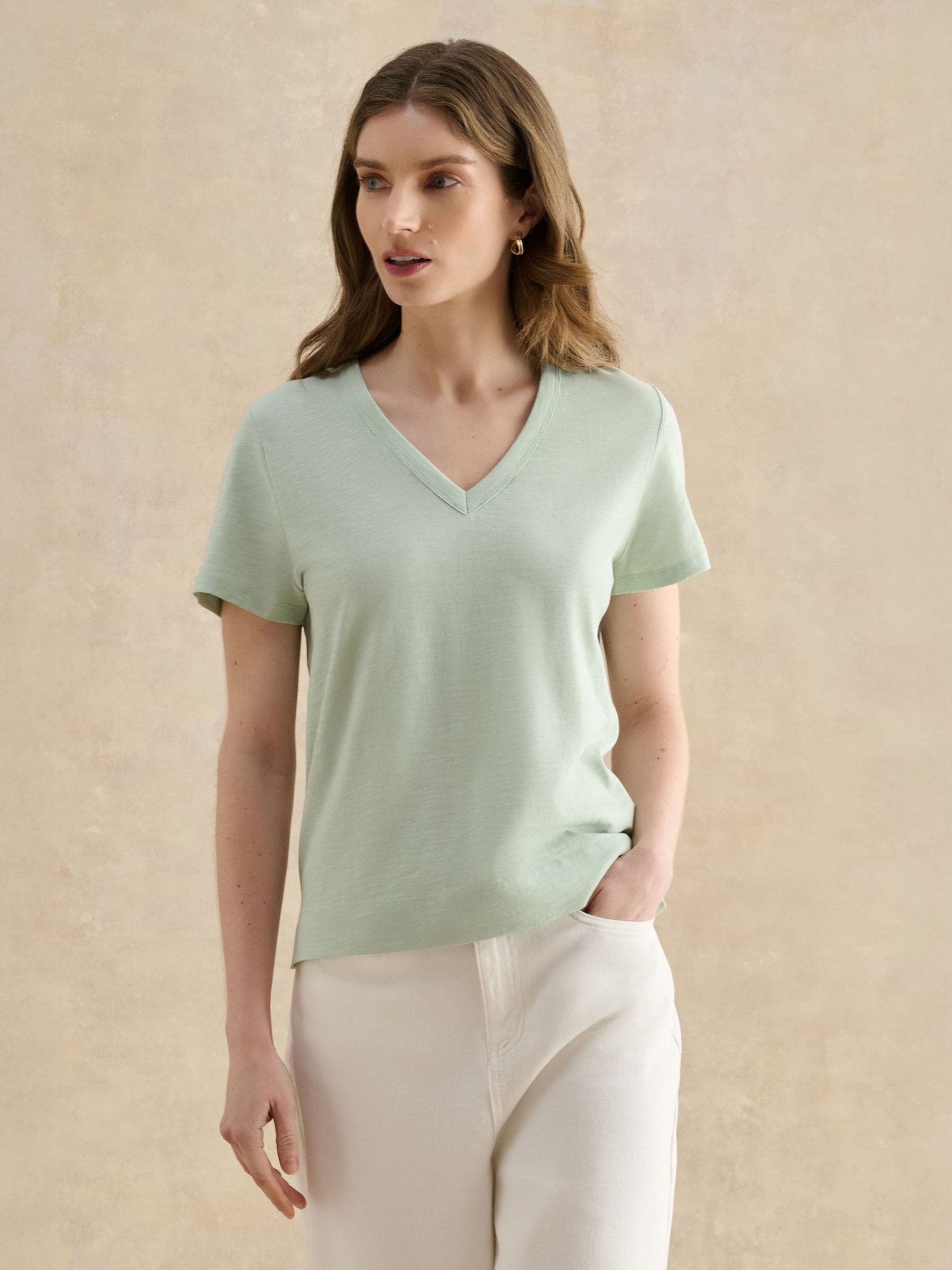 Hobbs Women's Aqueous Green Arianna Cotton Slub T-Shirt - Image 1
