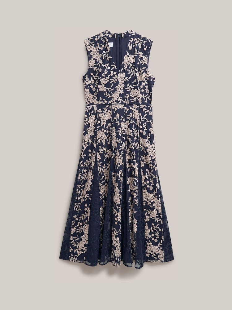 Hobbs Blue Petite Quin Embroidered Dress - Image 4 of 4