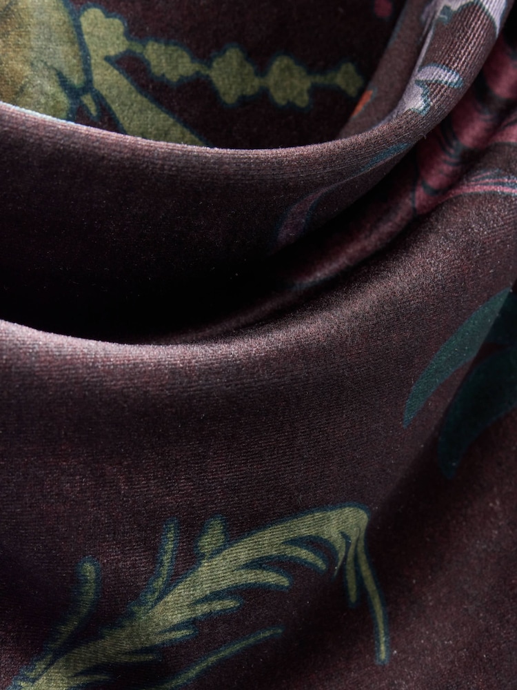 Plum Purple Long Sleeved Kew Gardens Floral Cowl Neck Drape Top - Image 2 of 3 Plum Purple Long Sleeved Kew Gardens Floral Cowl Neck Drape Top - Image 2 of 3