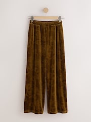មាស - Wide Leg Floral Embossed Trousers - រូបភាព 5 នៃ 7