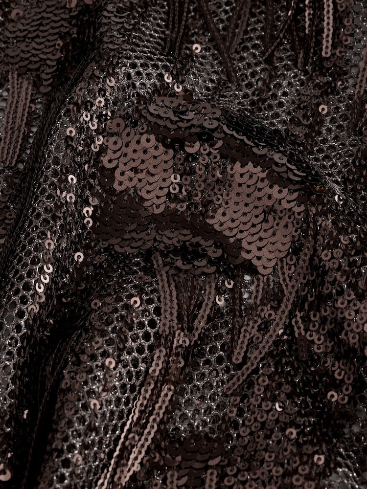 Chocolate Brown Long Sleeved Sequin Tassel Top - Image 8 of 8 Chocolate Brown Long Sleeved Sequin Tassel Top - Image 8 of 8