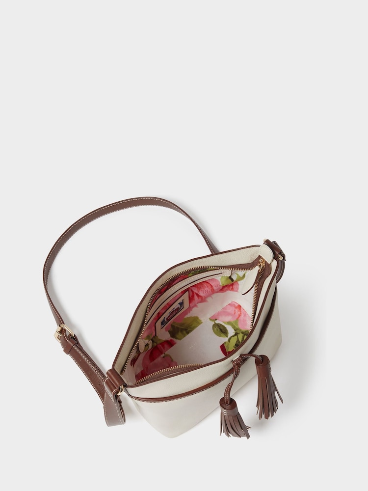 Osprey London Cream The Classic Savanna Leather Crossbody Bag - Image 5 of 5