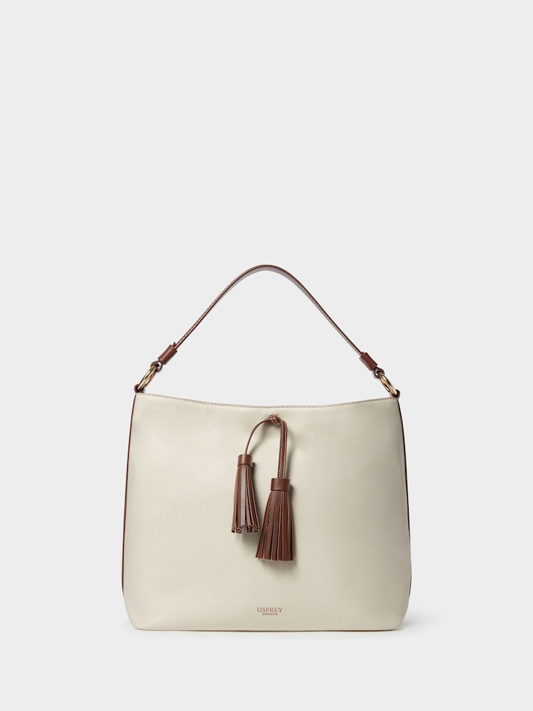 Osprey London Cream The Classic Savanna Leather Hobo Bag - Image 1 of 5