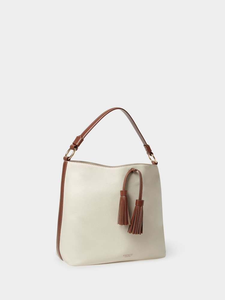 Osprey London Cream The Classic Savanna Leather Hobo Bag - Image 2 of 5
