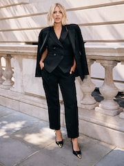 Friends Like These X Mollie King Black Premium Tuxe Tapered Trousers - Image 1 of 6