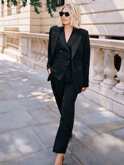 Friends Like These X Mollie King Black Premium Tuxe Tapered Trousers - Image 3 of 6