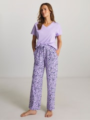 JD Williams Purple Animal Print Pyjamas Set - Image 1 of 4
