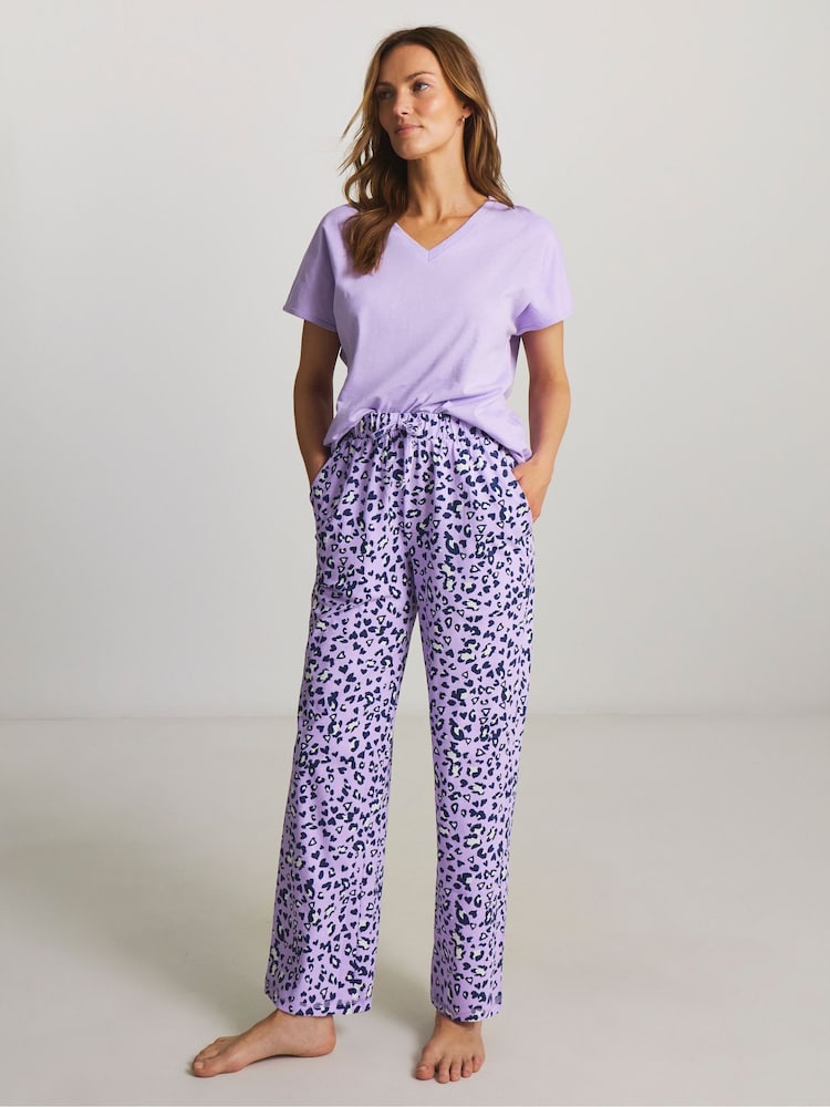 JD Williams Purple Animal Print Pyjamas Set - Image 1 of 4