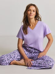 JD Williams Purple Animal Print Pyjamas Set - Image 3 of 4