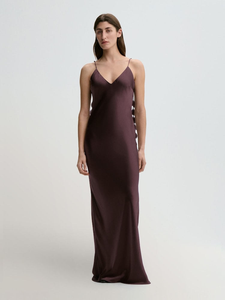 By Malene Birger Purple Pascale Silk Maxi Slip Dress with Petal Detailing - Image 1 of 4 By Malene Birger Purple Pascale Silk Maxi Slip Dress with Petal Detailing - Image 1 of 4