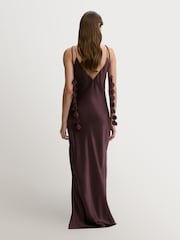 By Malene Birger Purple Pascale Silk Maxi Slip Dress with Petal Detailing - Image 2 of 4