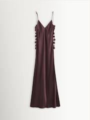 By Malene Birger Purple Pascale Silk Maxi Slip Dress with Petal Detailing - Image 4 of 4