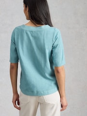 White Stuff Green Weaver Broderie T-Shirt - Image 2 of 6