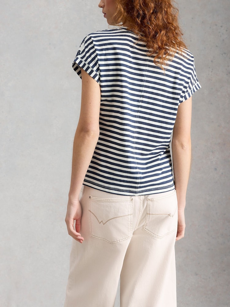 White Stuff Blue Nelly Notch Neck T-Shirt - Image 2 of 6