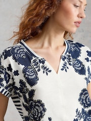 White Stuff Blue Nelly Notch Neck T-Shirt - Image 4 of 6