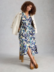 White Stuff Blue Fern Linen Blend Dress - Image 1 of 6