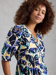 White Stuff Blue Fern Linen Blend Dress - Image 2 of 6