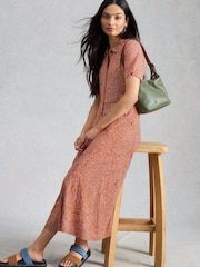 White Stuff Red Rua Jersey Shirt Dress - Image 1 of 6