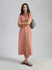 White Stuff Red Rua Jersey Shirt Dress - Image 2 of 6