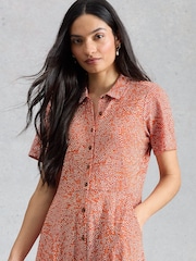 White Stuff Red Rua Jersey Shirt Dress - Image 4 of 6