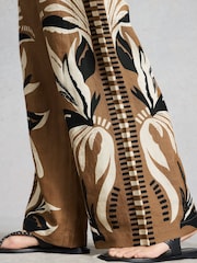 White Stuff Brown Ally Linen Wide Leg Trousers - Image 4 of 6