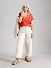 White Stuff Red Nelly Notch Texture T-Shirt - Image 3 of 6