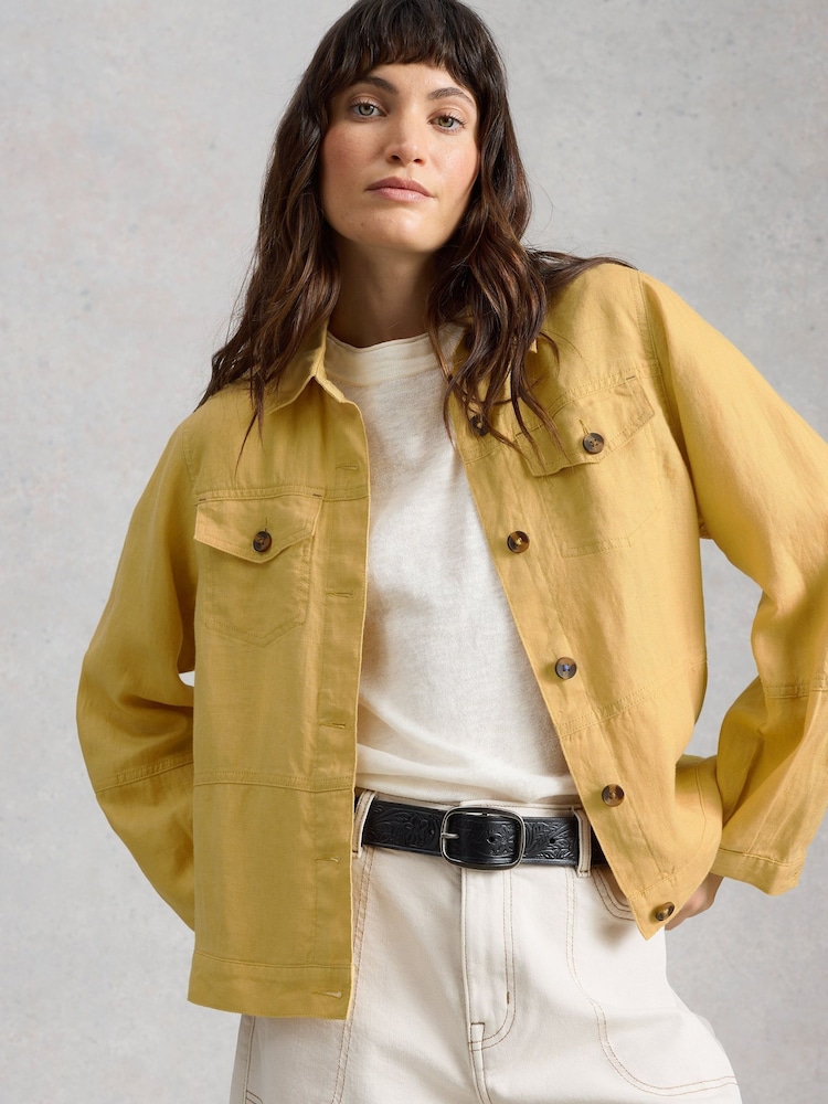 White Stuff Yellow Camille Linen Jacket - Image 1 of 6