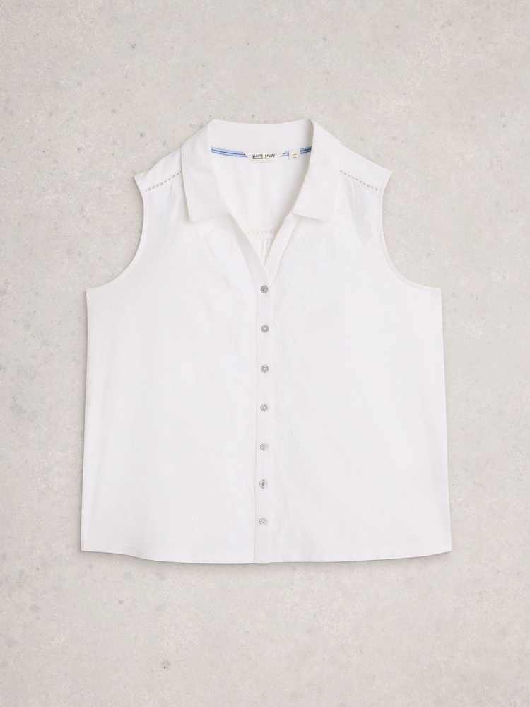Next：日本 ホワイト - White Stuff Amy 刺繍入りノースリーブシャツ 