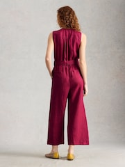 White Stuff Pink Betty Linen Jumpsuit - Image 2 of 6