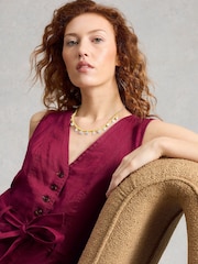 White Stuff Pink Betty Linen Jumpsuit - Image 4 of 6