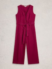 White Stuff Pink Betty Linen Jumpsuit - Image 5 of 6