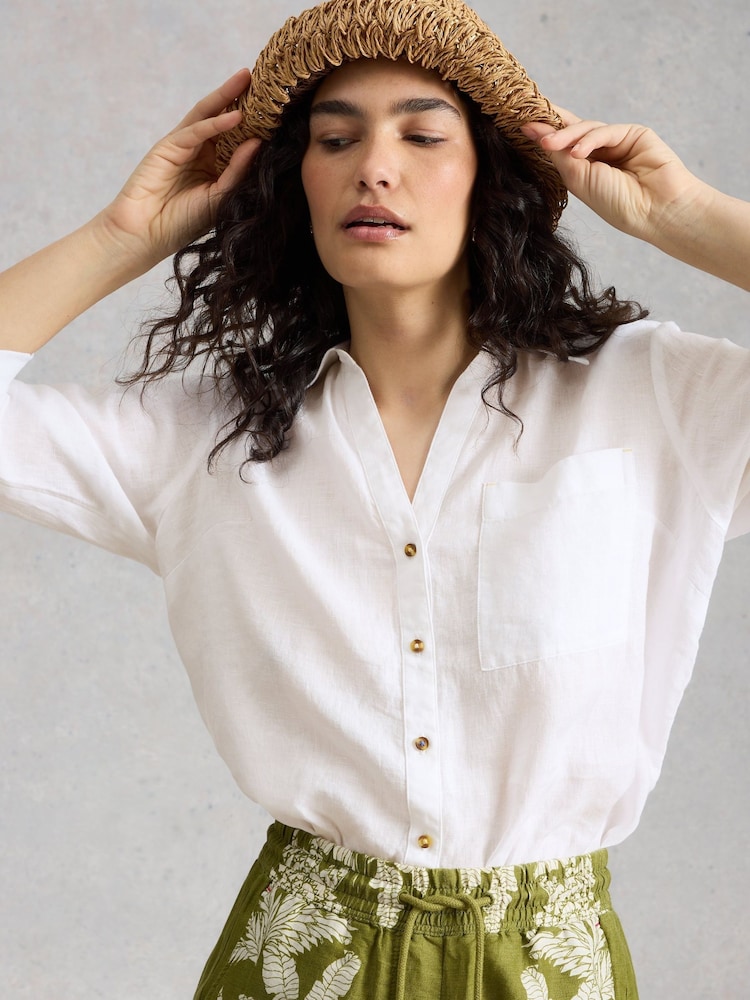 White Stuff White Sadie Linen Boyfriend Shirt - Image 1 of 6