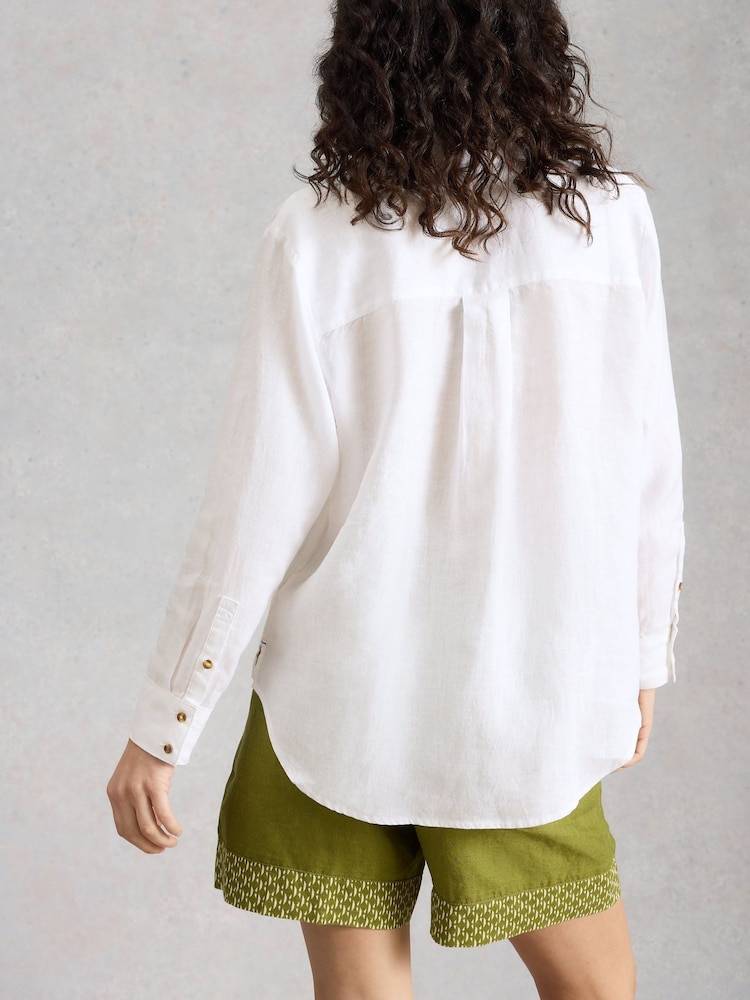 White Stuff White Sadie Linen Boyfriend Shirt - Image 2 of 6