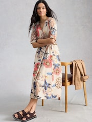 White Stuff White Kate Button Through Midi Dress - Image 1 of 6