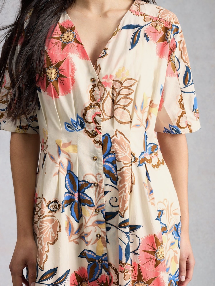 White Stuff White Kate Button Through Midi Dress - Image 2 of 6