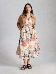 White Stuff White Kate Button Through Midi Dress - Image 4 of 6