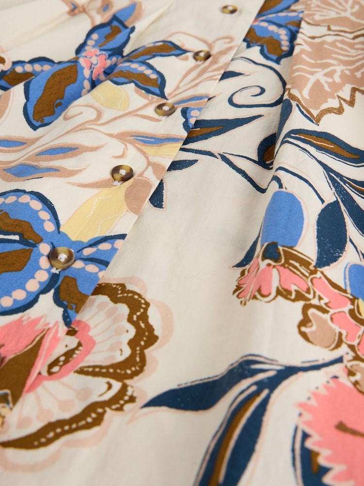 White Stuff White Kate Button Through Midi Dress - Image 6 of 6