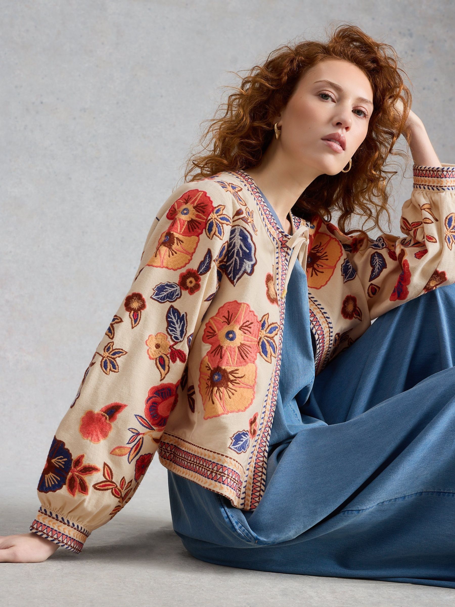 Buy White Stuff Pink Jolie Embroidered Jacket from the Next UK