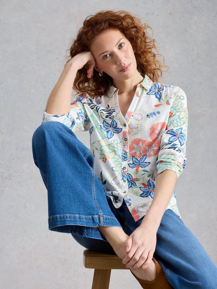 White Stuff White Annie Jersey Shirt - Image 1 of 6 White Stuff White Annie Jersey Shirt - Image 1 of 6