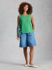 أخضر - White Stuff Scarlette Linen Vest - Image 2 of 6
