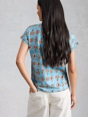 White Stuff Blue Nelly Notch Neck T-Shirt - Image 2 of 6