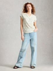 White Stuff Green Stripe Cecily Sleeveless T-Shirt - Image 1 of 6