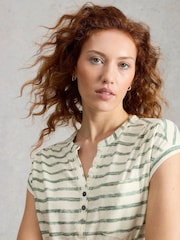 White Stuff Green Stripe Cecily Sleeveless T-Shirt - Image 4 of 6