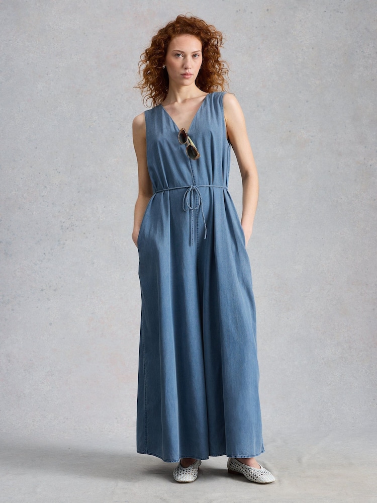 White Stuff Blue Poppy Palazzo Jumpsuit - Image 1 of 6