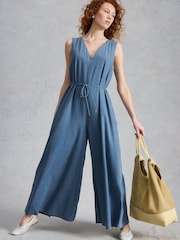 White Stuff Blue Poppy Palazzo Jumpsuit - Image 4 of 6