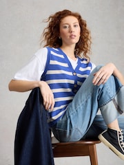 White Stuff Blue Nova Linen Blend Stripe Tank - Image 1 of 6