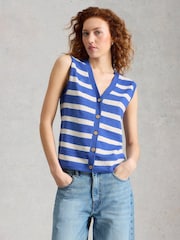 White Stuff Blue Nova Linen Blend Stripe Tank - Image 3 of 6