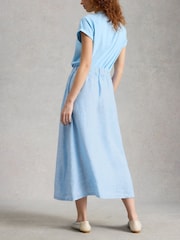 White Stuff Blue Riley Linen Midi Skirt - Image 2 of 5